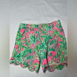 Lilly Pulitzer Darci Knit Shorts Size 2 Prosecco Pink Hanging Around Scalloped